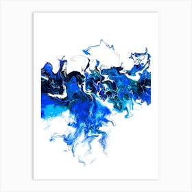 Blue Colorful White Wave Art Print