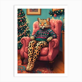 Christmas Leopard Art Print