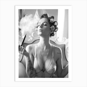 Woman Smoking In Hair Salon Art Print