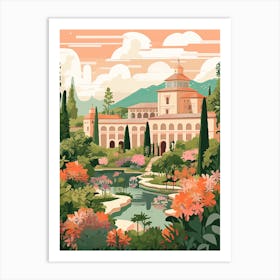 The Alhambra   Granada, Spain   Cute Botanical Illustration Travel 2 Art Print