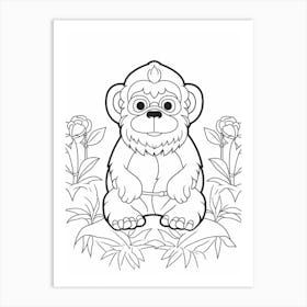 Line Art Jungle Animal Emperor Tamarin 3 Art Print