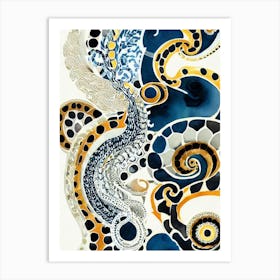 Mimic Octopus Vintage Graphic Watercolour Art Print