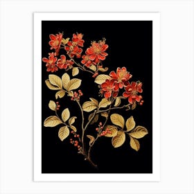 Chinese Witch Hazel 2 William Morris Style Winter Florals Art Print