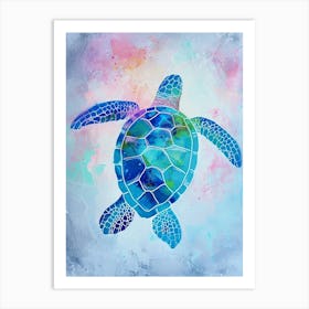 Colourful Paint Smudge Sea Turtle 1 Art Print