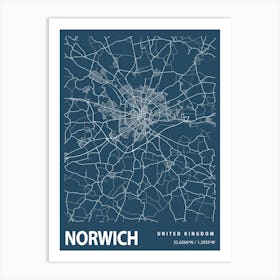 Norwich Blueprint City Map 1 Art Print