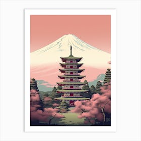 Mount Fuji Japan Travel Illustration 6 Art Print