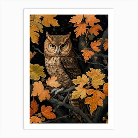 Dark And Moody Botanical Eastern Screech Owl 3 Art Print