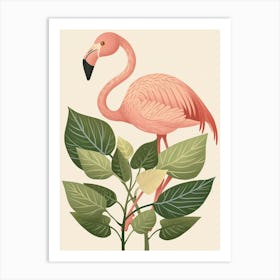 Chilean Flamingo Philodendrons Minimalist Illustration 3 Art Print