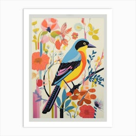 Colourful Scandi Bird American Goldfinch 3 Art Print