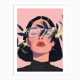 Illustration Of A Woman With Flowers 1 Art Print