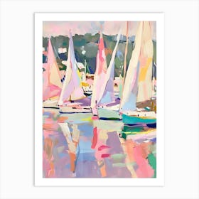 Sailboats In The Harbor Art Print