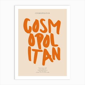 Cosmopolitan Orange Typography Print Art Print