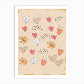 Flowers And Hearts Art Print