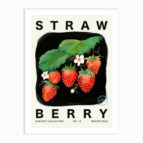 Strawberry Fruit Kitchen Typography Art Print