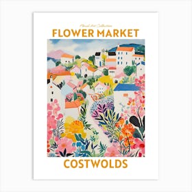 Costwolds England Flower Market Floral Art Print Travel Print Plant Art Modern Style Art Print