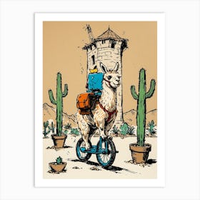 Llama On A Bike 2 Art Print