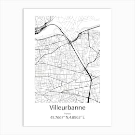 Villeurbanne,France Minimalist Map Art Print