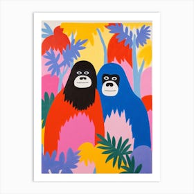 Colourful Kids Animal Art Mountain Gorilla 3 Art Print