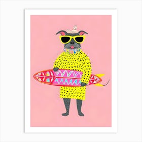 Surfboard Dog 1 Art Print