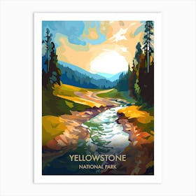 Yellowstone National Park Travel Poster Illustration Style 5 Art Print