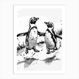 African Penguin Chasing Each Other 3 Art Print