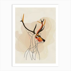 Deer - Boho, Line Art Art Print