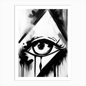 Abstract Expression, Symbol, Third Eye Black & White 2 Art Print
