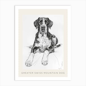 Greater Swiss Mountain Dog Line Sketch 1 Poster Art Print