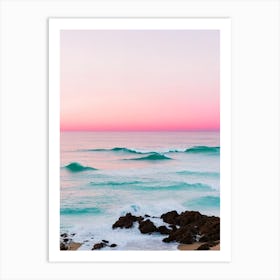 Cala De Mijas Beach, Costa Del Sol, Spain Pink Photography 2 Art Print