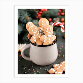 Gingerbread Cookies In A Cup Art Print