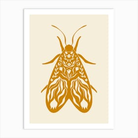 Folk Art Moth 02 - Mango Art Print