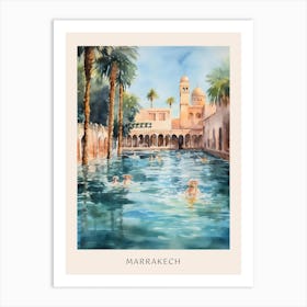Swimming In Marrakech Morocco 2 Watercolour Poster Art Print