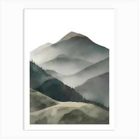 Watercolor Mountain Landscape Art Print