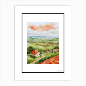Green plains, distant hills, country houses,renewal and hope,life,spring acrylic colors.46 Art Print
