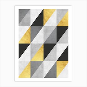 Gray and gold geometry 2 Art Print