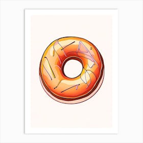 Bourbon Glazed Donut Abstract Line Drawing 2 Art Print