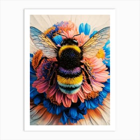 Bee On Flowers Art Print