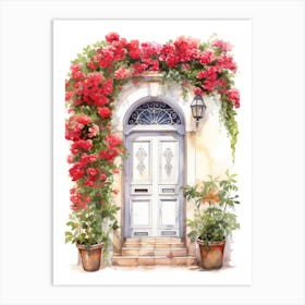 Malaga, Spain   Mediterranean Doors Watercolour Painting 3 Art Print