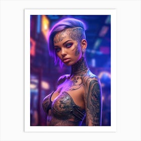 Exotic Cyberpunk Girl Art Print