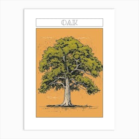 Oak Tree Minimalistic Drawing 4 Poster Art Print