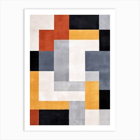 Sculpted Shadows: Abstract Mid-Century Geometry Art Print