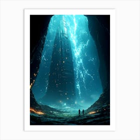 Spaceship In A Cave Art Print