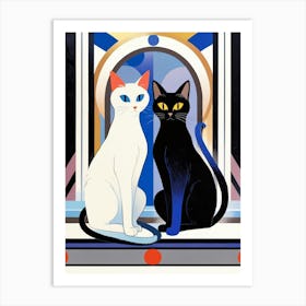 Cats On A Window Art Print