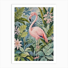 Pink Flamingo In The Jungle no2 Art Print