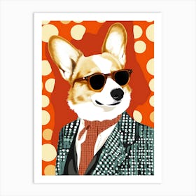 Super Cool Corgi Illustration Pop 3 Art Print