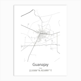 Guanajay,Cuba Minimalist Map Art Print