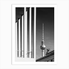 BERLIN MONOCHROME Television Tower And Museum Island Art Print