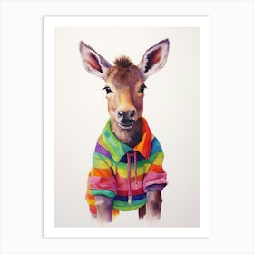 Baby Animal Wearing Sweater Moose Art Print