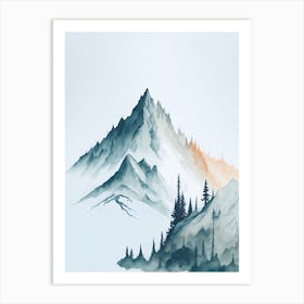 Mountain And Forest In Minimalist Watercolor Vertical Composition 36 Art Print