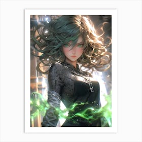 Anime Girl With Green Hair Art Print